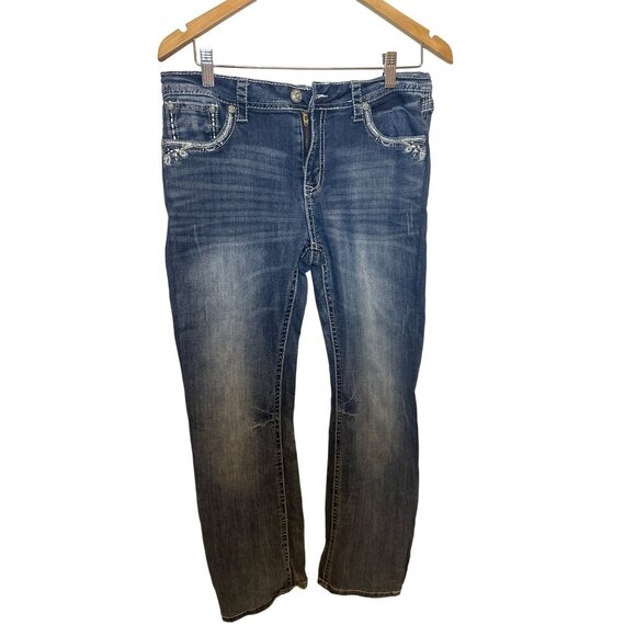 Grace In LA Womens Bootcut Jeans With Embroidered & Rhinestone Pockets Size 31 M - Picture 1 of 8